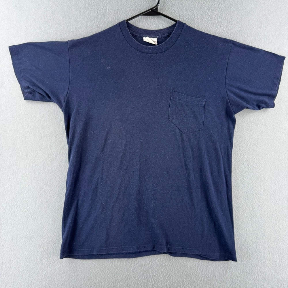 Vintage Sears T Shirt Mens XL (Fits L) Selvedge Pocket Tee USA MADE 80s Blank